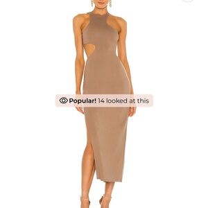 Michael Costello One Shoulder Tan Dress